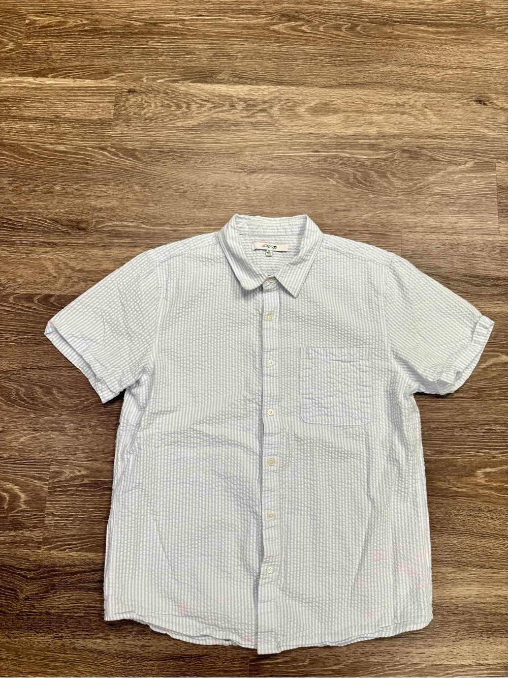 Joe’s Jeans Men’s XL Blue White Seersucker Stripe Button-Down Shirt